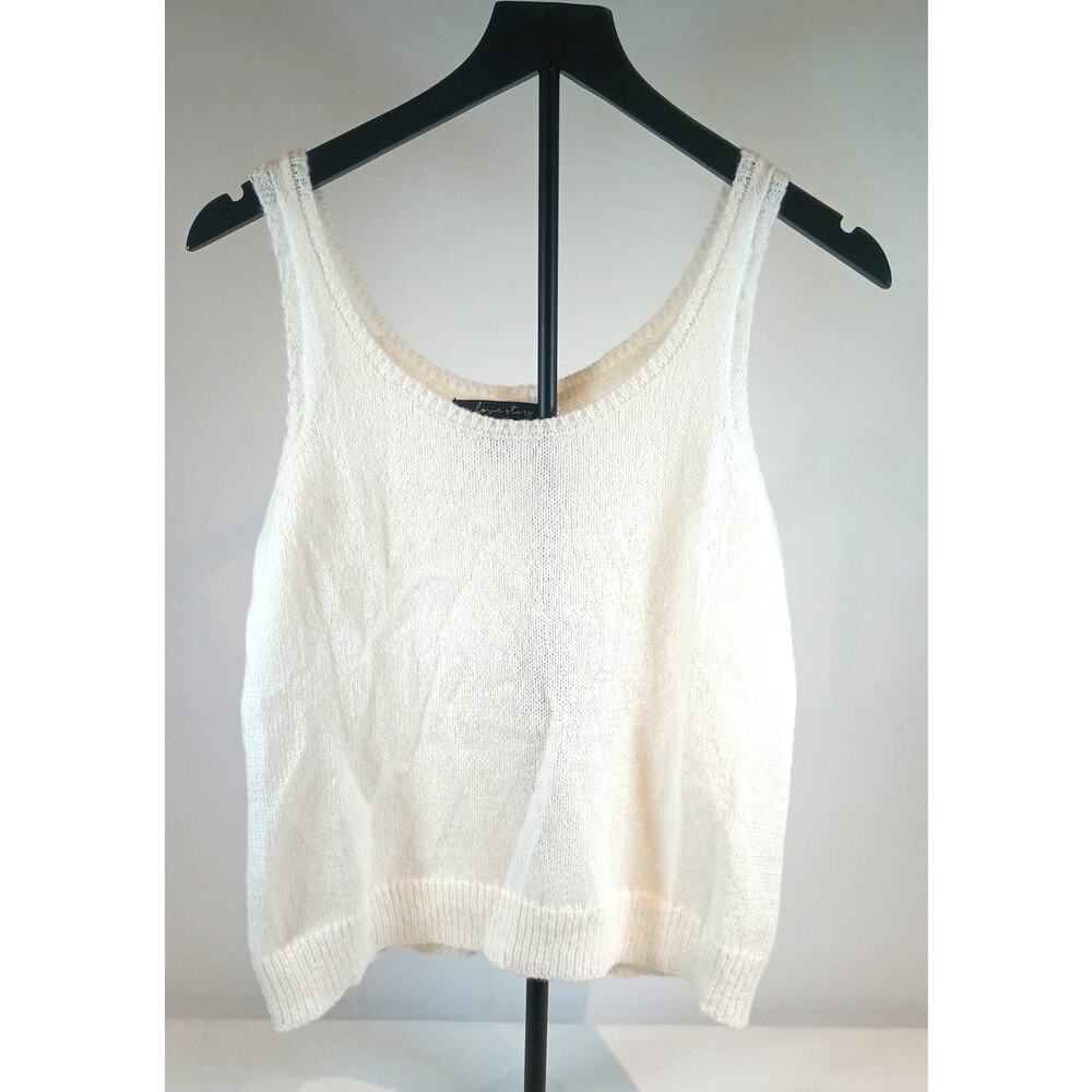 A LOVE STORY WOMENS CUTE WHITE KNITTED TANK TOP SIZE MEDIUM